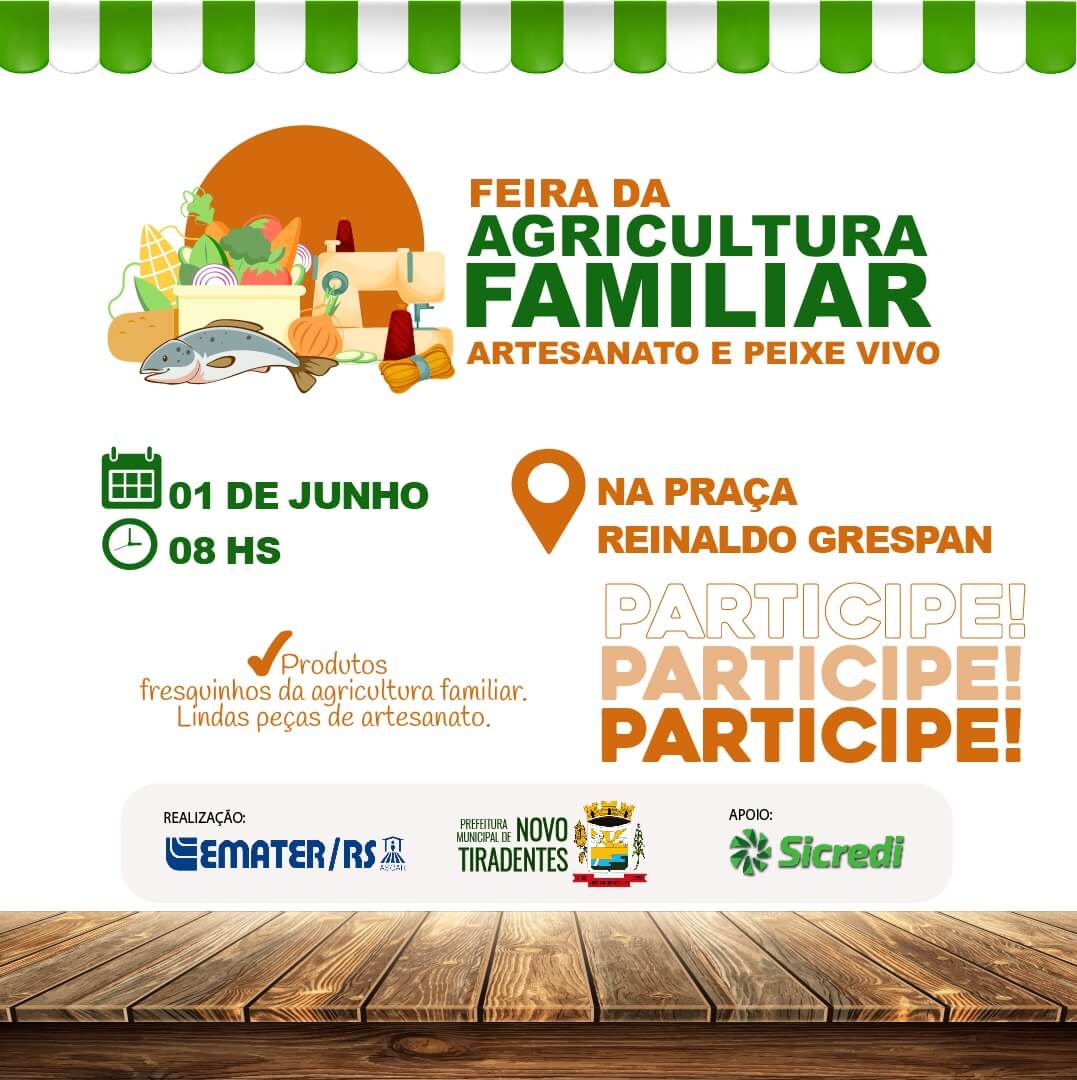 <p><span style="font-size: 12pt; font-family: verdana, geneva, sans-serif;"><strong>PR&Oacute;XIMO S&Aacute;BADO TEM FEIRA DA AGRICULTURA FAMILIAR E ARTESANATO</strong></span></p>