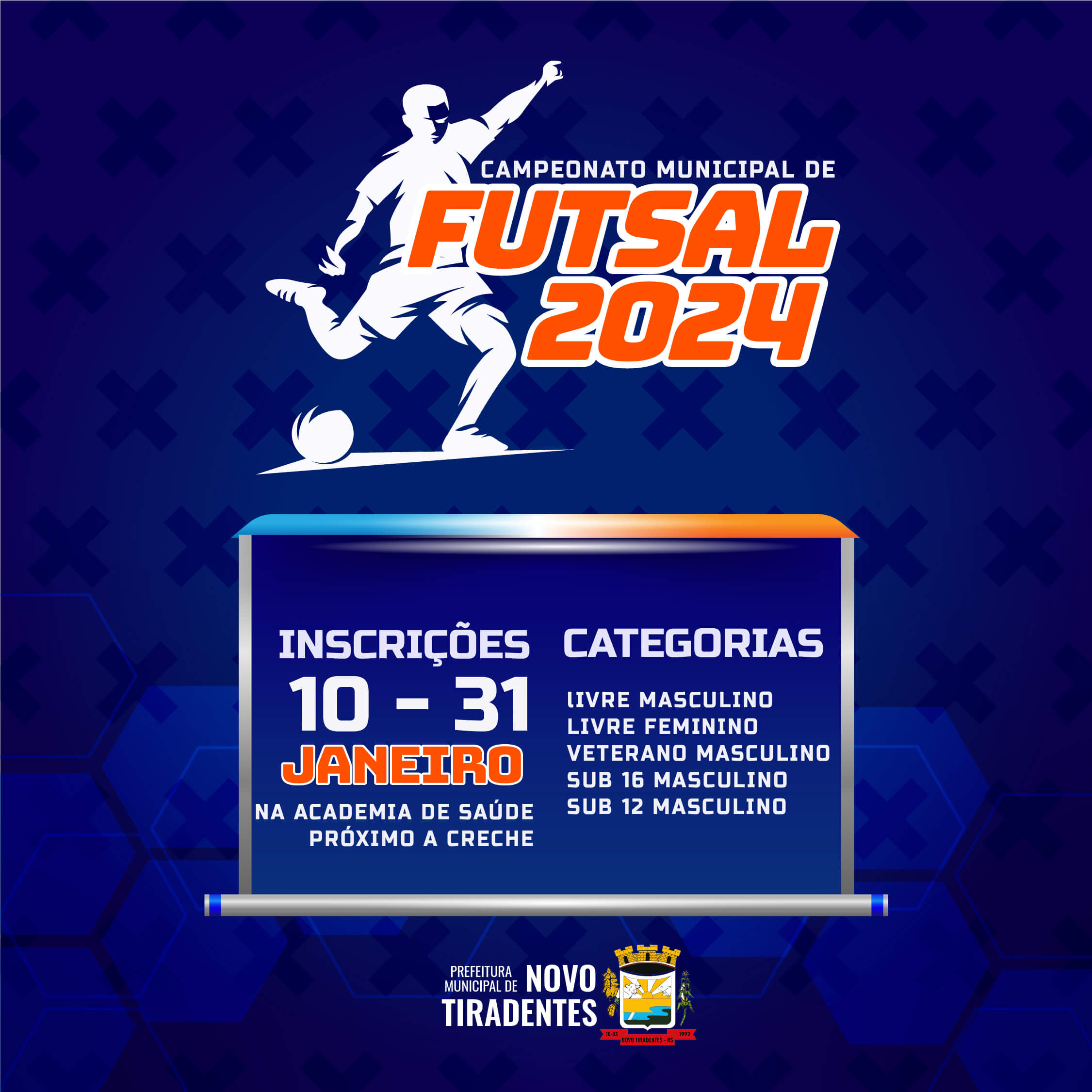 CAMPEONATO MUNICIPAL DE FUTSAL 2024 DE NOVO TIRADENTES TERÁ INÍCIO EM FEVEREIRO