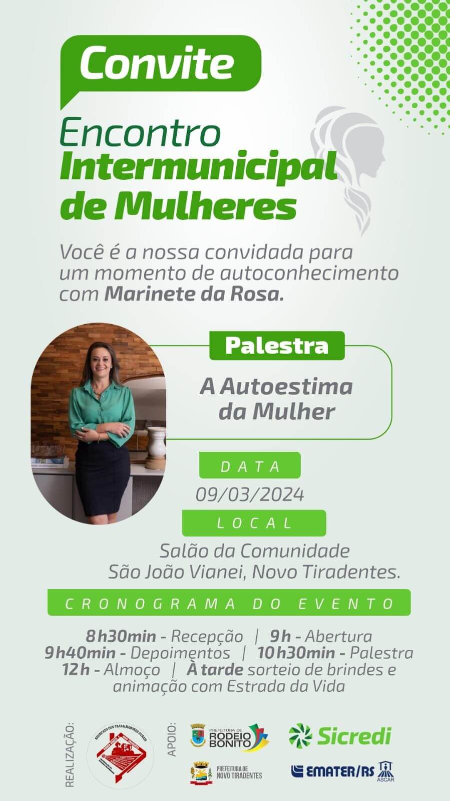 ENCONTRO INTERMUNICIPAL DE MULHERES ACONTECE NESTE SÁBADO, 09 DE MARÇO