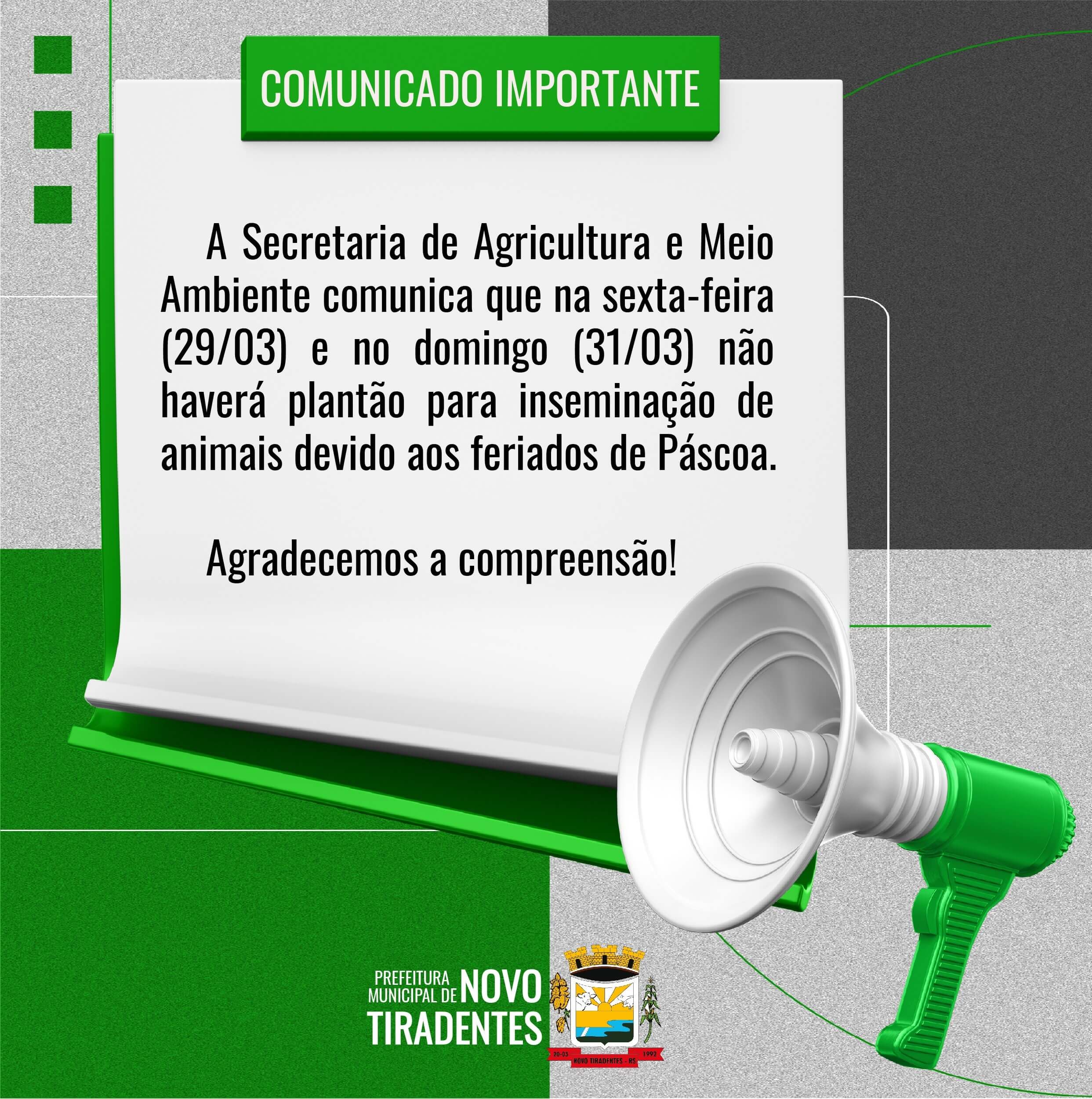 PLANTÃO DE PÁSCOA NA SECRETARIA DE AGRICULTURA E MEIO AMBIENTE