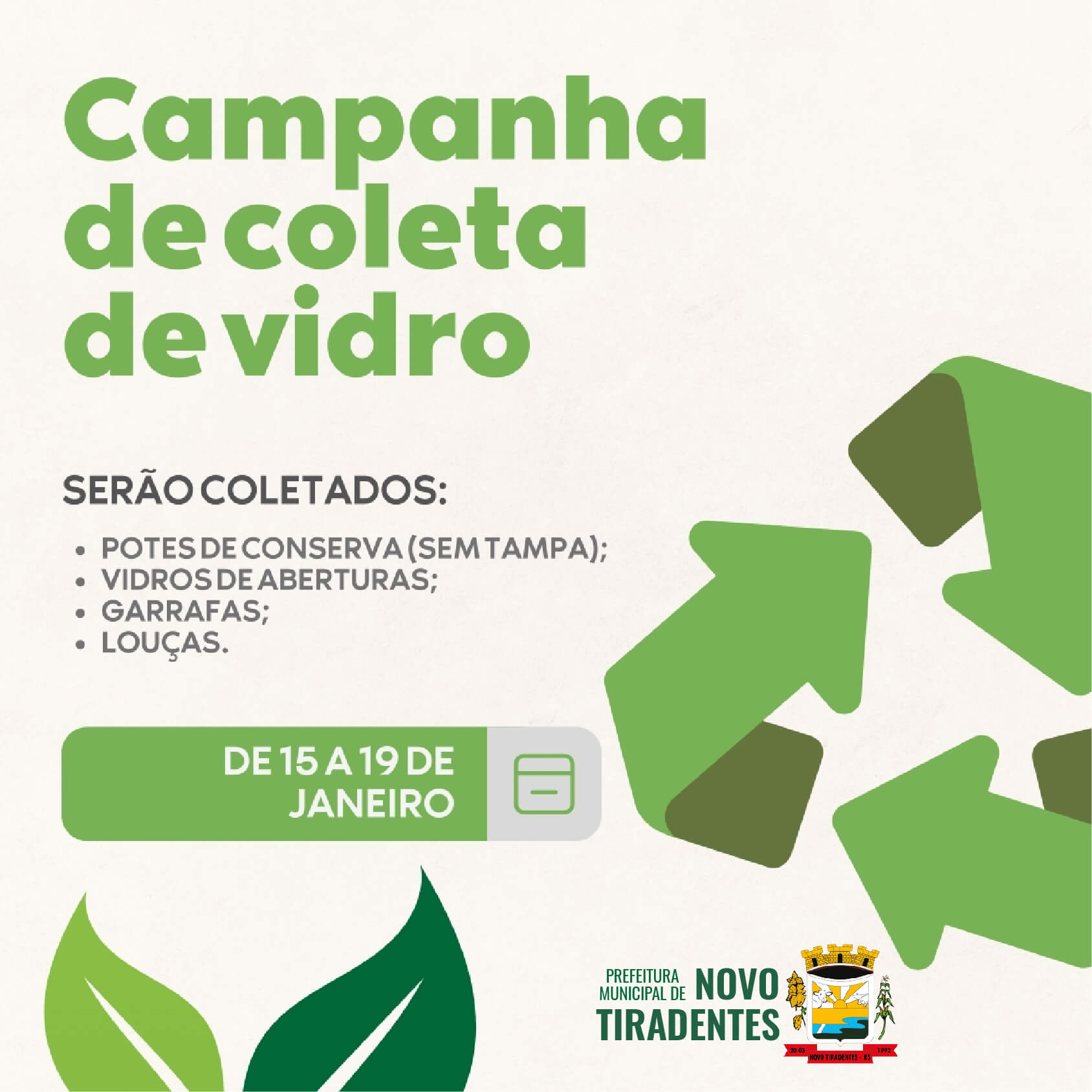 SECRETARIA DE AGRICULTURA E MEIO AMBIENTE LANÇA CAMPANHA DE COLETA DE VIDRO