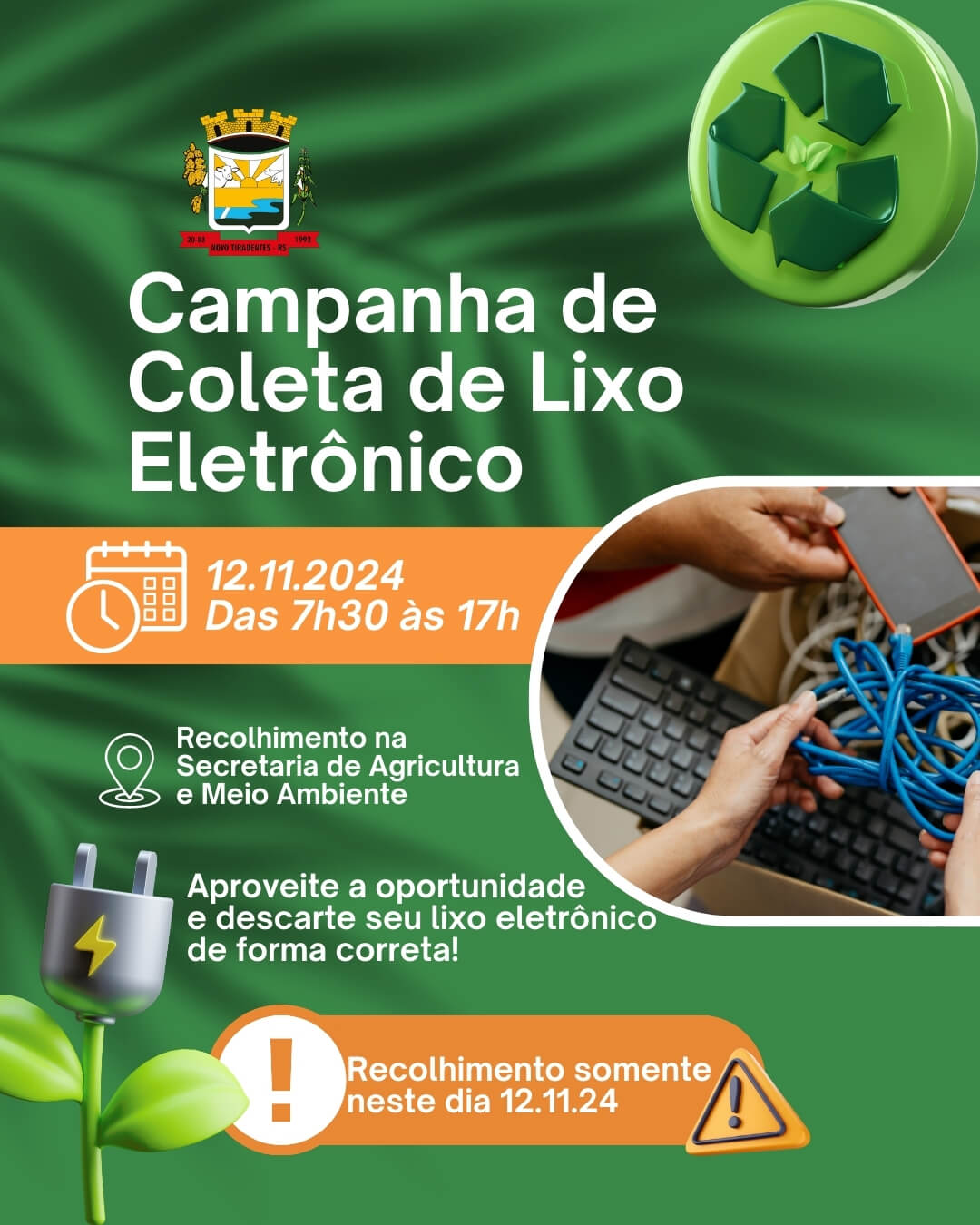 <p><strong><span style="font-family: verdana, geneva, sans-serif; font-size: 12pt;">NOVO TIRADENTES REALIZA CAMPANHA DE COLETA DE LIXO ELETR&Ocirc;NICO NO DIA 12 DE NOVEMBRO</span></strong></p>