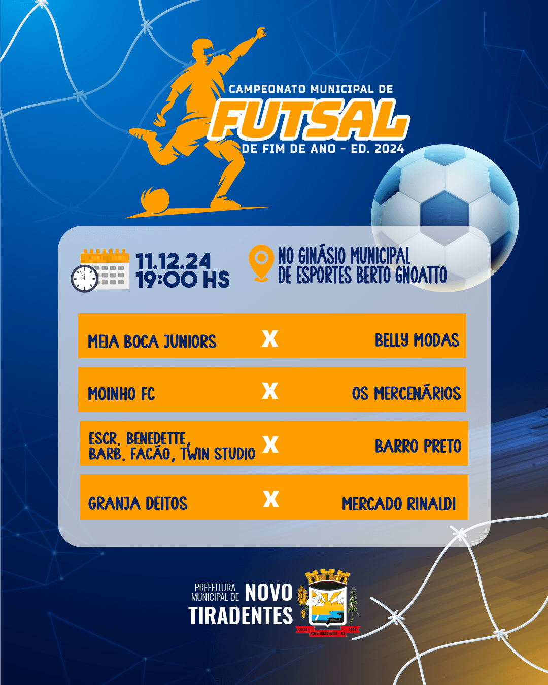 <p><strong><span style="font-family: verdana, geneva, sans-serif; font-size: 12pt;">QUINTA RODADA DO CAMPEONATO MUNICIPAL DE FUTSAL ACONTECE NESTA QUARTA-FEIRA, 11 DE DEZEMBRO</span></strong></p>