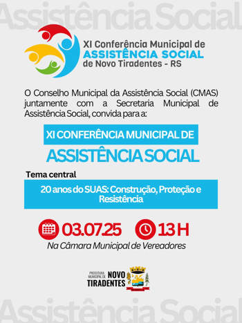 <p><span style="font-family: verdana, geneva, sans-serif; font-size: 12pt;"><strong>NOVO TIRADENTES REALIZA XI CONFER&Ecirc;NCIA MUNICIPAL DE ASSIST&Ecirc;NCIA SOCIAL</strong></span></p>
