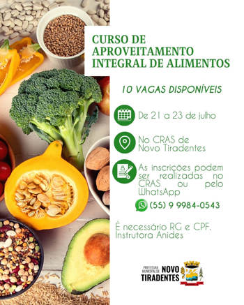 <p><span style="font-size: 12pt; font-family: verdana, geneva, sans-serif;"><strong>CRAS DE NOVO TIRADENTES OFERECE CURSO DE APROVEITAMENTO INTEGRAL DE ALIMENTOS</strong></span></p>