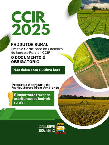 <p><span style="font-size: 12pt; font-family: verdana, geneva, sans-serif;"><strong>EMISS&Atilde;O DO CCIR 2025 &ndash; PRODUTOR RURAL, FIQUE ATENTO!</strong></span></p>