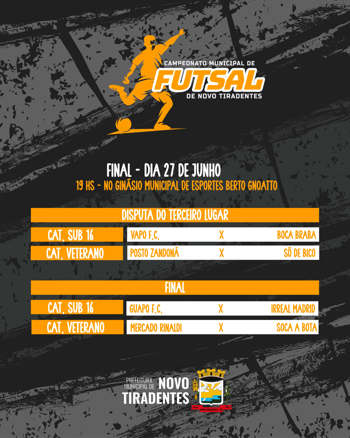<p><span style="font-family: verdana, geneva, sans-serif; font-size: 12pt;"><strong>GRANDE FINAL DO CAMPEONATO MUNICIPAL DE FUTSAL ACONTECE NESTA SEXTA-FEIRA, 27 DE JUNHO</strong></span></p>