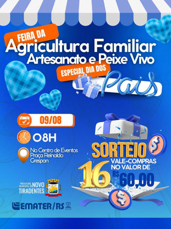 <p><span style="font-family: verdana, geneva, sans-serif; font-size: 12pt;"><strong>FEIRA DA AGRICULTURA FAMILIAR TER&Aacute; EDI&Ccedil;&Atilde;O ESPECIAL EM COMEMORA&Ccedil;&Atilde;O AO DIA DOS PAIS</strong></span></p>