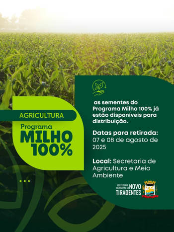 <p><span style="font-family: verdana, geneva, sans-serif; font-size: 12pt;"><strong>COMUNICADO &ndash; ENTREGA DE SEMENTES DO PROGRAMA MILHO 100%</strong></span></p>