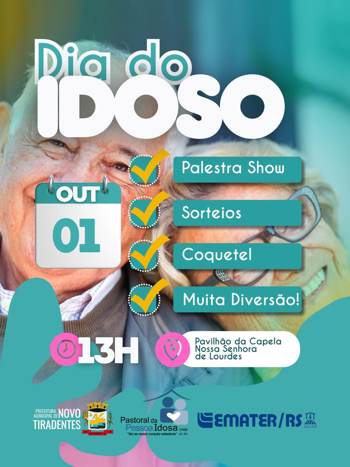 <p><span style="font-family: verdana, geneva, sans-serif; font-size: 12pt;"><strong>NOVO TIRADENTES CONVIDA PARA COMEMORA&Ccedil;&Atilde;O DO DIA DO IDOSO</strong></span></p>