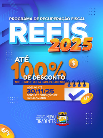 <p><span style="font-family: verdana, geneva, sans-serif; font-size: 12pt;"><strong>REFIS 2025 OFERECE AT&Eacute; 100% DE DESCONTO EM JUROS E MULTAS &ndash; PRAZO AT&Eacute; 30 DE NOVEMBRO</strong></span></p>
