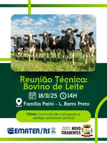 <p><span style="font-family: verdana, geneva, sans-serif; font-size: 12pt;"><strong>CONVITE &ndash; REUNI&Atilde;O T&Eacute;CNICA SOBRE BOVINOCULTURA DE LEITE</strong></span></p>