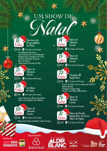 <p><span style="font-family: verdana, geneva, sans-serif; font-size: 12pt;"><strong>UM SHOW DE NATAL ENCANTA NOVO TIRADENTES COM PROGRAMA&Ccedil;&Atilde;O REPLETA DE CULTURA, F&Eacute; E CELEBRA&Ccedil;&Atilde;O FAMILIAR</strong></span></p>