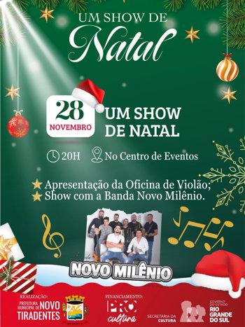 <p><span style="font-family: verdana, geneva, sans-serif; font-size: 12pt;"><strong>&ldquo;UM SHOW DE NATAL&rdquo; ACONTECE NESTA SEXTA-FEIRA EM NOVO TIRADENTES</strong></span></p>