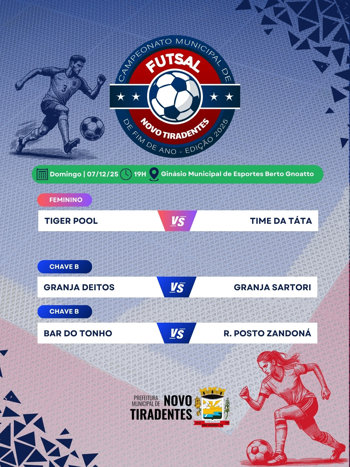 <p><span style="font-family: verdana, geneva, sans-serif; font-size: 12pt;"><strong>PR&Oacute;XIMA RODADA DO CAMPEONATO MUNICIPAL DE FUTSAL DE FINAL DE ANO ACONTECE NESTE DOMINGO, 07 DE DEZEMBRO</strong></span></p>