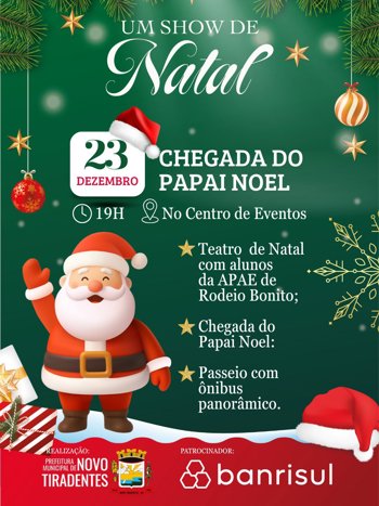 <p><span style="font-family: verdana, geneva, sans-serif; font-size: 12pt;"><strong>CHEGADA DO PAPAI NOEL PROMETE EMOCIONAR NOVO TIRADENTES NO DIA 23 DE DEZEMBRO</strong></span></p>