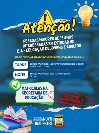 <p><span style="font-family: verdana, geneva, sans-serif; font-size: 12pt;"><strong>MUNIC&Iacute;PIO ABRE MATR&Iacute;CULAS PARA EDUCA&Ccedil;&Atilde;O DE JOVENS E ADULTOS (EJA)</strong></span></p>