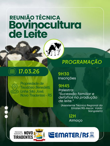 <p><span style="font-family: verdana, geneva, sans-serif; font-size: 12pt;"><strong>DIA DE CAMPO SOBRE BOVINOCULTURA DE LEITE ACONTECER&Aacute; EM NOVO TIRADENTES</strong></span></p>