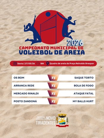 <p><span style="font-family: verdana, geneva, sans-serif; font-size: 12pt;"><strong>CAMPEONATO MUNICIPAL DE VOLEIBOL DE AREIA 2026 TER&Aacute; SUA ESTREIA NESTA SEXTA-FEIRA</strong></span></p>