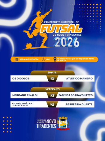 <span style="font-family: 'arial black', sans-serif; font-size: 12pt;">SEGUNDA RODADA DO CAMPEONATO MUNICIPAL DE FUTSAL 2026 ACONTECE NESTE S&Aacute;BADO</span>