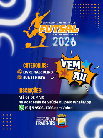 <span style="font-family: 'arial black', sans-serif; font-size: 12pt;">INSCRI&Ccedil;&Otilde;ES ABERTAS PARA NOVAS CATEGORIAS DO CAMPEONATO MUNICIPAL DE FUTSAL 2026</span>
