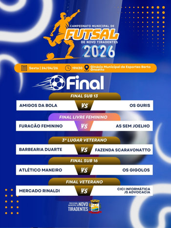 <span style="font-family: 'arial black', sans-serif; font-size: 12pt;">GRANDE FINAL DO CAMPEONATO MUNICIPAL DE FUTSAL 2026 ACONTECE NESTA SEXTA-FEIRA</span>