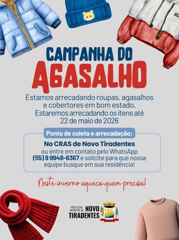 <span style="font-family: 'arial black', sans-serif; font-size: 12pt;">CAMPANHA DO AGASALHO 2026 EST&Aacute; COM ARRECADA&Ccedil;&Atilde;O ABERTA EM NOVO TIRADENTES</span>