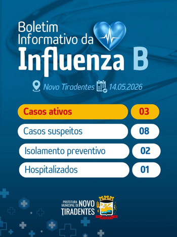 <span style="font-family: 'arial black', sans-serif; font-size: 12pt;">NOVO TIRADENTES DIVULGA BOLETIM INFORMATIVO DA INFLUENZA B</span>