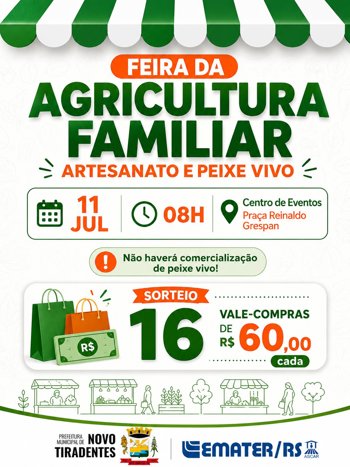 <span style="font-family: 'arial black', sans-serif; font-size: 12pt;">FEIRA DA AGRICULTURA FAMILIAR E ARTESANATO ACONTECE NESTE S&Aacute;BADO, 11 DE JULHO, EM NOVO TIRADENTES</span>