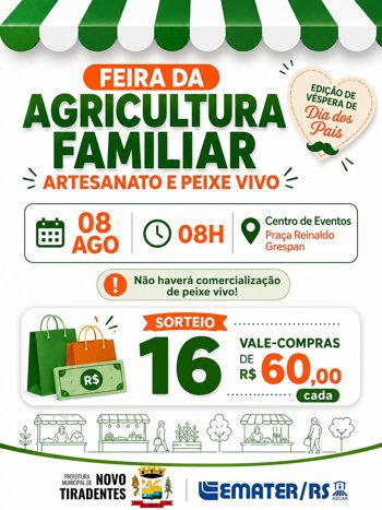 <span style="font-family: 'arial black', sans-serif; font-size: 12pt;">FEIRA DA AGRICULTURA FAMILIAR TER&Aacute; EDI&Ccedil;&Atilde;O ESPECIAL DE V&Eacute;SPERA DE DIA DOS PAIS</span>
