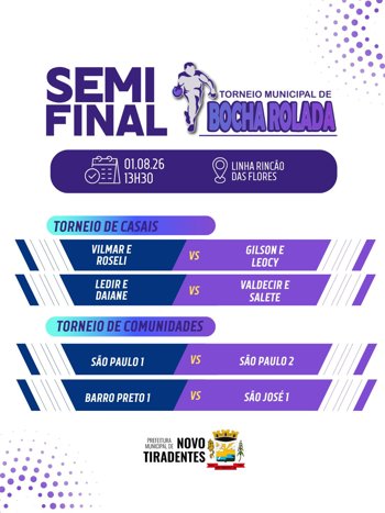 <span style="font-family: 'arial black', sans-serif; font-size: 12pt;">SEMIFINAIS DO TORNEIO MUNICIPAL DE BOCHA ROLADA ACONTECEM NESTE S&Aacute;BADO EM NOVO TIRADENTES</span>