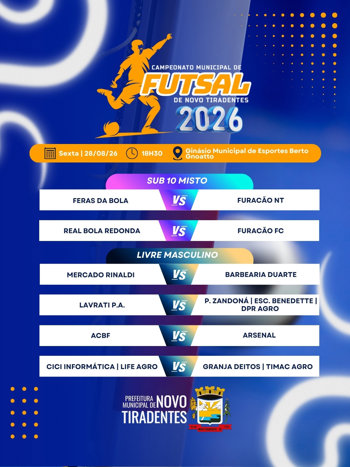 <span style="font-family: 'arial black', sans-serif; font-size: 12pt;">TERCEIRA RODADA DO CAMPEONATO MUNICIPAL DE FUTSAL 2026 ACONTECE NESTA SEXTA-FEIRA</span>
