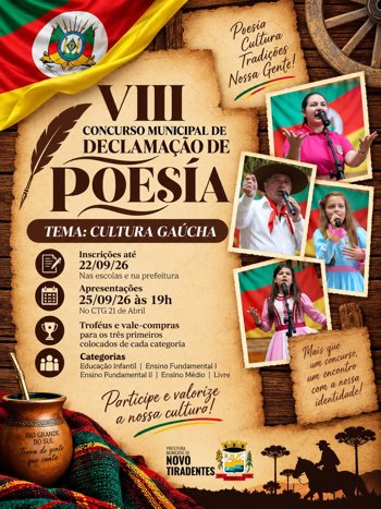 <span style="font-family: 'arial black', sans-serif; font-size: 12pt;">EST&Atilde;O ABERTAS AS INSCRI&Ccedil;&Otilde;ES PARA O VIII CONCURSO MUNICIPAL DE DECLAMA&Ccedil;&Atilde;O DE POESIA DE NOVO TIRADENTES</span>