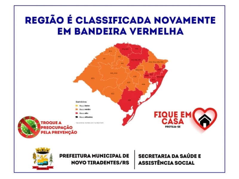 CORONAVÍRUS: REGIÃO FOI CLASSIFICADA NOVAMENTE EM BANDEIRA VERMELHA