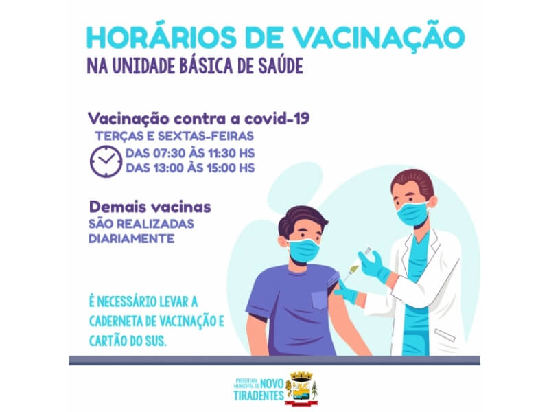 CONFIRA OS HORÁRIOS DE VACINAÇÃO NA UNIDADE BÁSICA DE SAÚDE