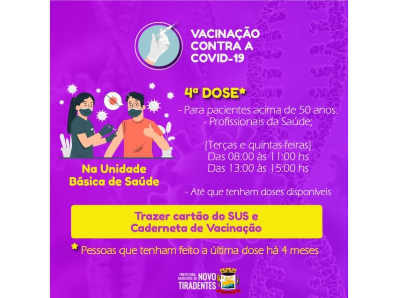 VACINAÇÃO CONTRA A COVID-19 ESTÁ SENDO REALIZADA NA UNIDADE BÁSICA DE SAÚDE DE NOVO TIRADENTES
