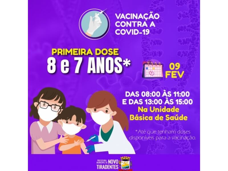 VACINAÇÃO CONTRA A COVID-19 ESTÁ SERÁ REALIZADA EM CRIANÇAS COM 8 E 7 ANOS