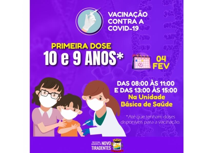 VACINAÇÃO CONTRA A COVID-19 ESTÁ SERÁ REALIZADA EM CRIANÇAS COM 10 E 9 ANOS