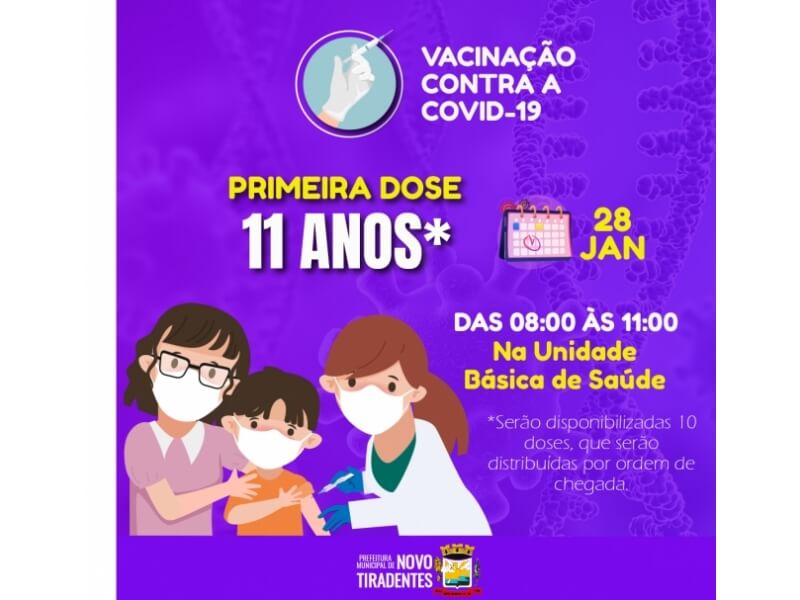 VACINAÇÃO CONTRA A COVID-19 ESTÁ SERÁ REALIZADA PARA PESSOAS COM 11 ANOS