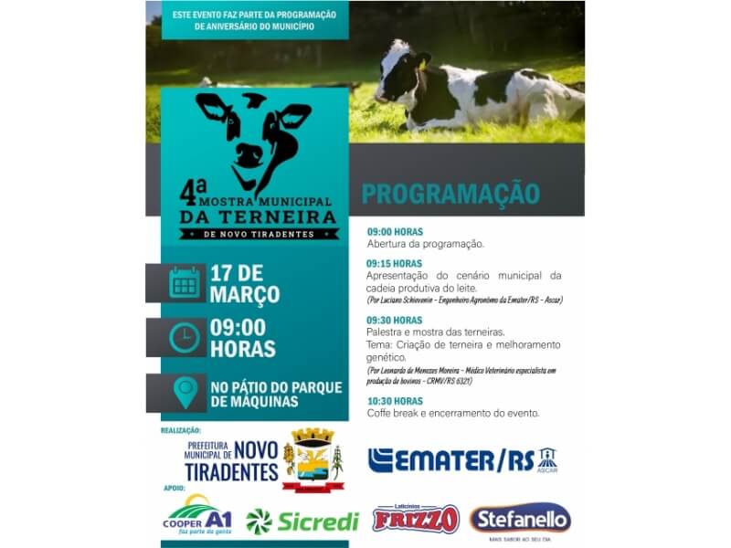4ª MOSTRA DA TERNEIRA SERÁ REALIZADA EM NOVO TIRADENTES