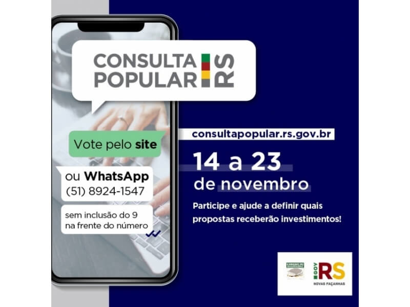 VOTAÇÃO DA CONSULTA POPULAR 2022 SEGUE ATÉ 23 DE NOVEMBRO