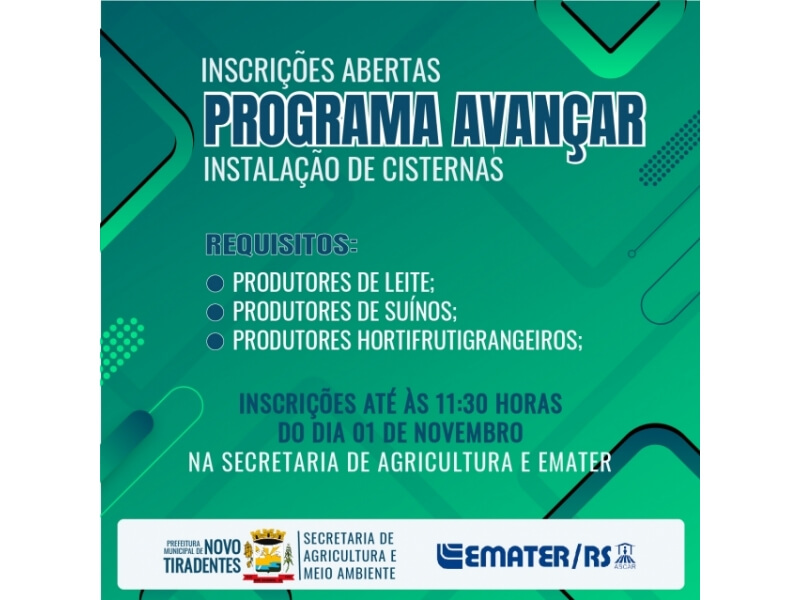 NOVO TIRADENTES FOI CONTEMPLADO COM RECURSOS NO PROGRAMA AVANÇAR DO GOVERNO DO ESTADO