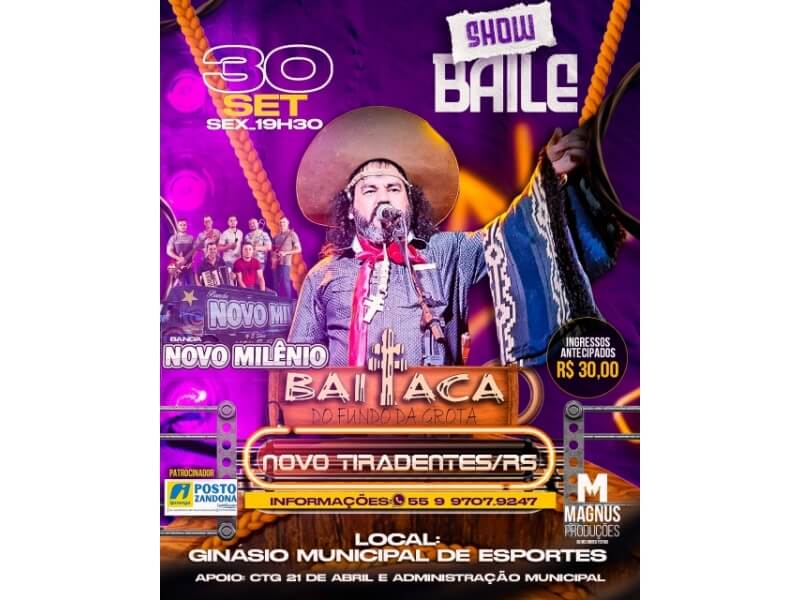 PREFEITURA DE NOVO TIRADENTES IRÁ DISTRIBUIR 450 INGRESSOS PARA SHOW DE ENCERRAMENTO DA SEMANA FARROUPILHA 2022