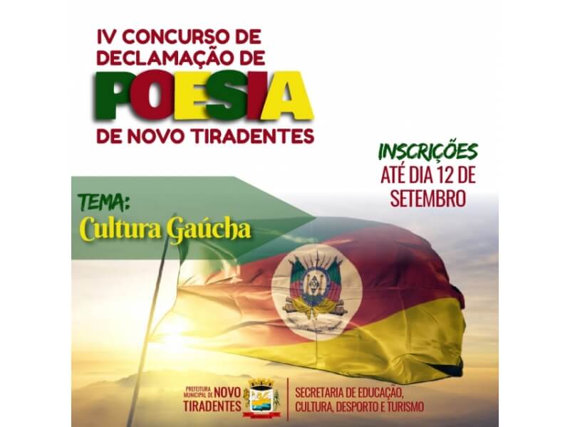 ESTÃO ABERTAS AS INSCRIÇÕES PARA O IV CONCURSO MUNICIPAL DE DECLAMAÇÃO DE POESIA