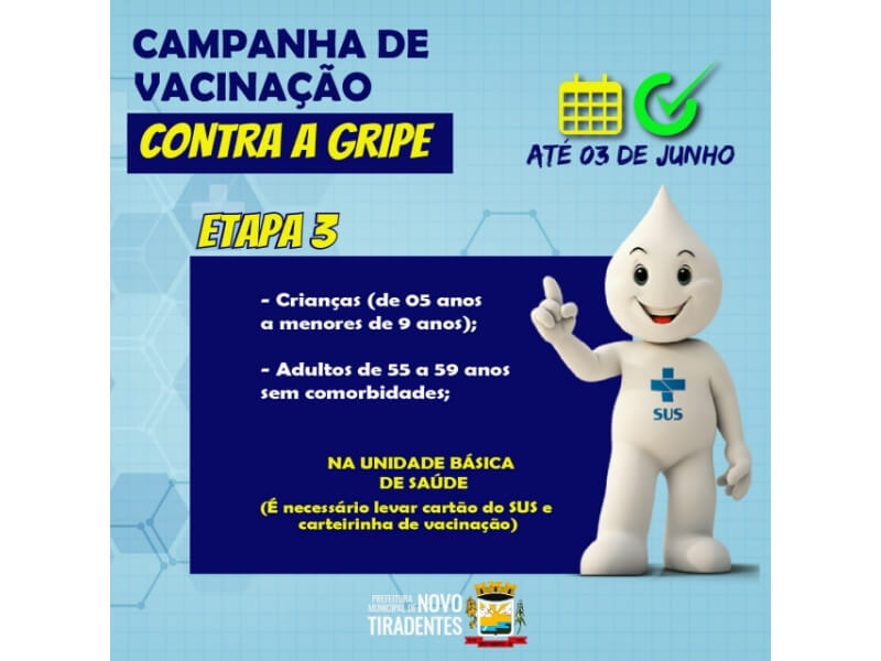 CAMPANHA DE VACINAÇÃO CONTRA A GRIPE SEGUE ATÉ 03 DE JUNHO
