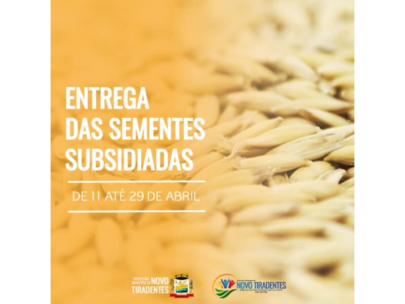 RETIRADA DAS SEMENTES DE AVEIA BRANCA E AZEVÉM SUBSIDIADAS PELO MUNICÍPIO INICIAM NA PRÓXIMA SEMANA.