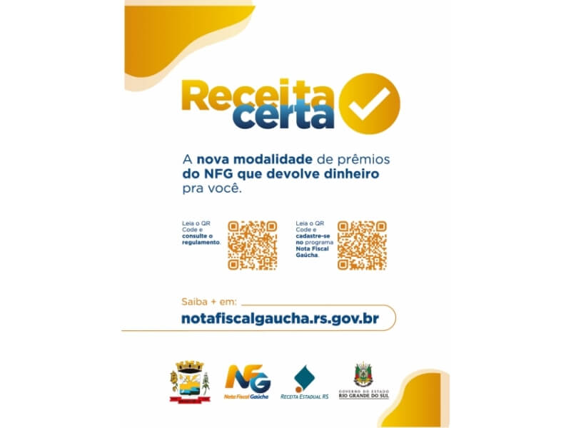 CONHEÇA O RECEITA CERTA, NOVA MODALIDADE DE PRÊMIOS DO PROGRAMA NOTA FISCAL GAÚCHA