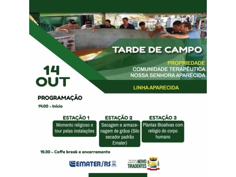 EMATER DE NOVO TIRADENTES REALIZARÁ TARDE DE CAMPO NA COMUNIDADE TERAPÊUTICA  