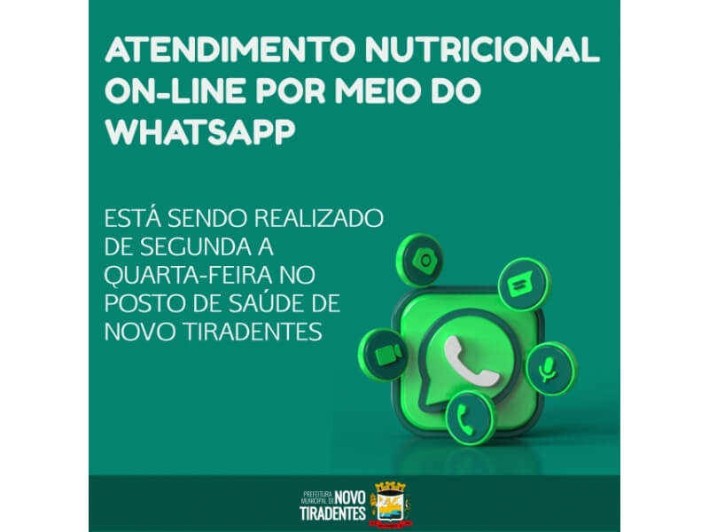 PREFEITURA DE NOVO TIRADENTES DISPONIBILIZA ATENDIMENTO NUTRICIONAL ON-LINE POR MEIO DO WHATSAPP