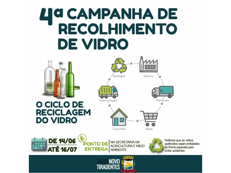 PARTICIPE DA CAMPANHA DE RECOLHIMENTO DE VIDRO DE NOVO TIRADENTES